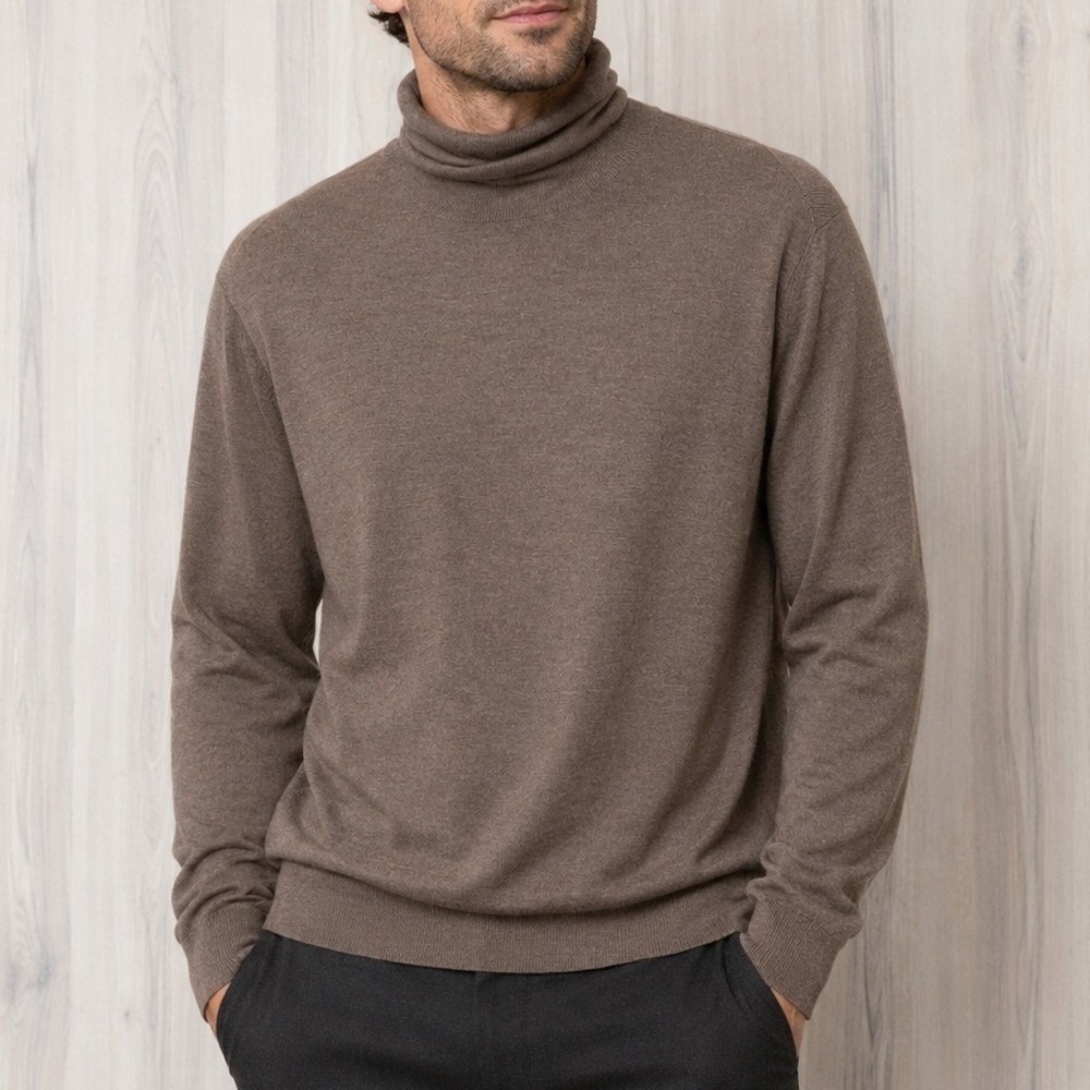 Express Mens Merino Wool Turtleneck Sweater Size XL Brown Preppy‎ Quiet Luxury